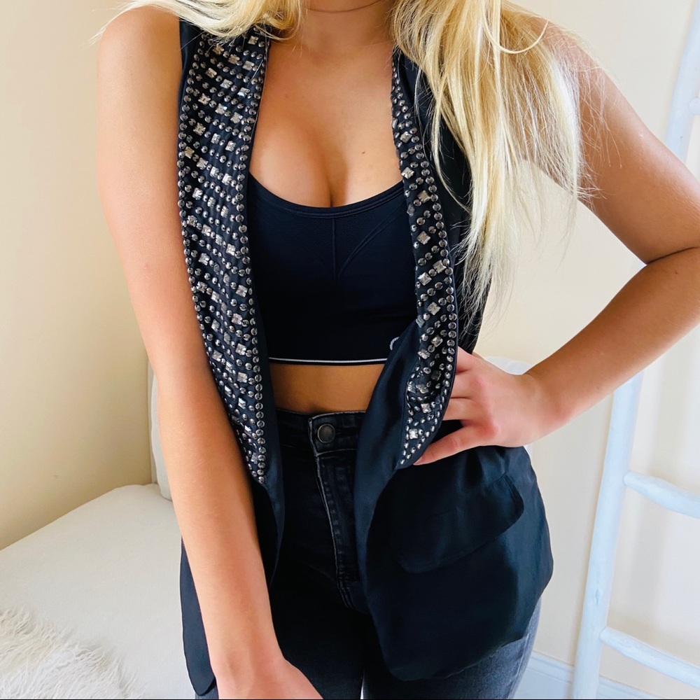 PJK Patterson J. Kincaid Women Black Tuxedo Vest - Picture 2 of 7